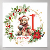 ベアポインセチア葉ベビー初めてのクリスマス ポスター (正面)