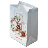 ベアポインセチア葉ベビー初めてのクリスマス ミディアムペーパーバッグ (正面アングル)