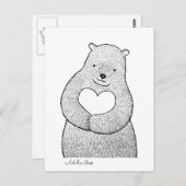 ベアポストカードベア私はあなたを愛するカードかわいいベアアート ポストカード (正面/裏面)
