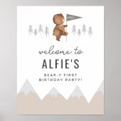 ベアマウンテンズファースト誕生日ウェルカムサイン ポスター (正面)