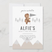 ベアマウンテンズファースト誕生日フォト招待状 招待状 (正面)