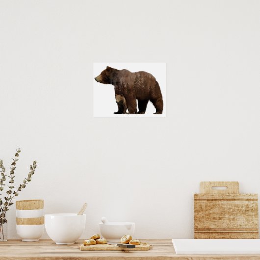 ベアマザーベビークブダブルエクスポージャー ポスター (キッチン)