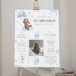 ベアモダンバルーン誕生日マイルストーン記号 ポスター