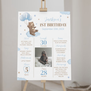 ベアモダンバルーン誕生日マイルストーン記号 ポスター