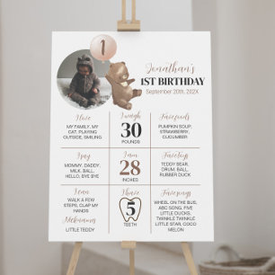 ベアモダンバルーン誕生日マイルストーン記号 ポスター
