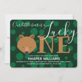 ベアラッキーワンセントパトリックの日の最初の誕生日 招待状 (正面)