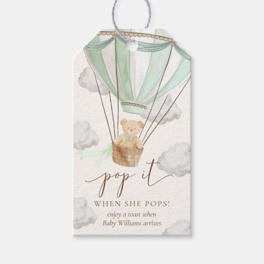 ベアリーワイトテディベアミントポップイットウェンシーポップス ギフトタグ (正面)