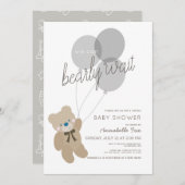 ベアリー待ちベアグレー仮想ベビーシャワー 招待状 (正面/裏面)