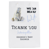 ベアリー待ち極熊ブルーボーイウィンターベイビーシャワー ミディアムペーパーバッグ (正面)