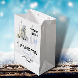 ベアリー待ち極熊ブルーボーイウィンターベイビーシャワー ミディアムペーパーバッグ