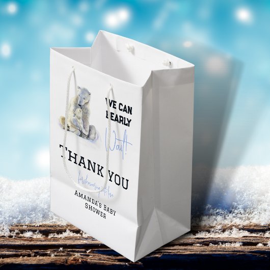 ベアリー待ち極熊ブルーボーイウィンターベイビーシャワー ミディアムペーパーバッグ