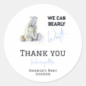 ベアリー待ち極熊ブルーボーイウィンターベイビーシャワー ラウンドシール (正面)