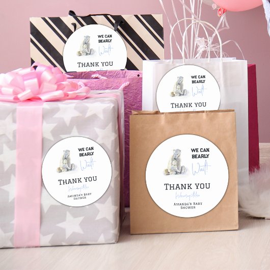 ベアリー待ち極熊ブルーボーイウィンターベイビーシャワー ラウンドシール