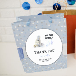 ベアリー待ち極熊ブルーボーイウィンターベイビーシャワー ラウンドシール