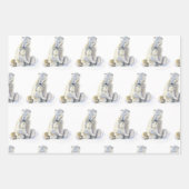 ベアリー待ち極熊ブルーボーイウィンターベイビーシャワー ラッピングペーパーシート (正面3)