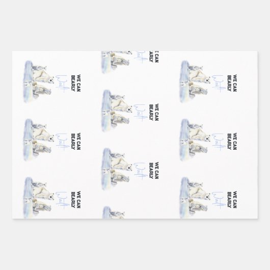 ベアリー待ち極熊ブルーボーイウィンターベイビーシャワー ラッピングペーパーシート (正面2)