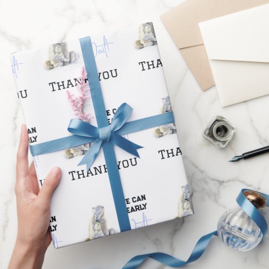 ベアリー待ち極熊ブルーボーイウィンターベイビーシャワー ラッピングペーパー (ギフト)