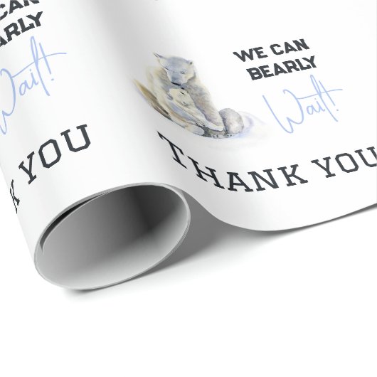 ベアリー待ち極熊ブルーボーイウィンターベイビーシャワー ラッピングペーパー (ロールコーナー)