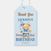 ベアリ最初の男の子の誕生日かわいいテディのお願い ギフトタグ (正面)