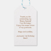 ベアリ最初の男の子の誕生日かわいいテディのお願い ギフトタグ (裏面)