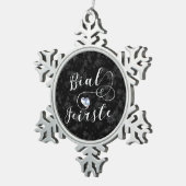 ベアルフェイルスト国旗のハート、ベルファスト スノーフレークピューターオーナメント (右)