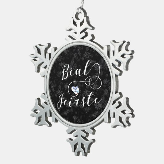 ベアルフェイルスト国旗のハート、ベルファスト スノーフレークピューターオーナメント (右)