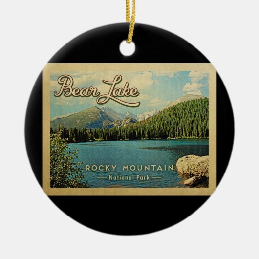 ベアレイクコロラドヴィンテージトラベル セラミックオーナメント (正面)