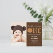 ベアワンフォトアニマルファースト誕生日招待状 招待状 (スタンド正面)