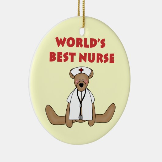 ベアワールド最高ののナースTシャツとギフト セラミックオーナメント (右)