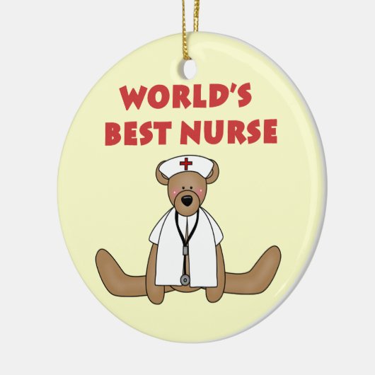 ベアワールド最高ののナースTシャツとギフト セラミックオーナメント (左)