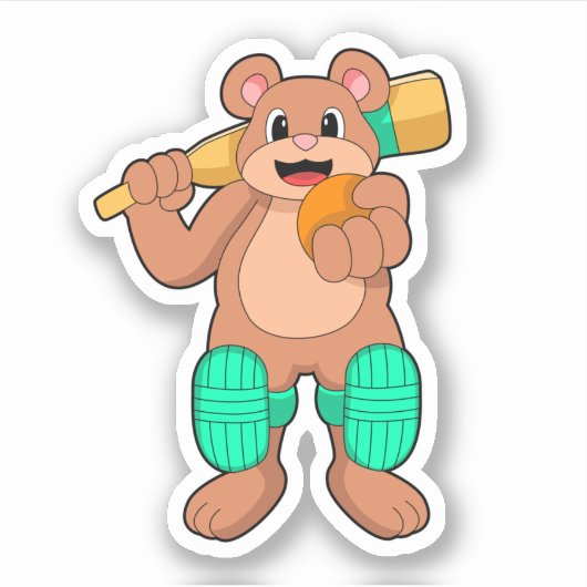 ベアーアットクリケットウィズクリケットこうもり シール (正面)