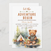 ベアーアドベンチャーが赤ちゃんのシャワーを始める 招待状 (正面/裏面)