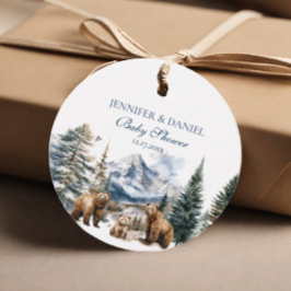 ベアーアドベンチャースノーマウンテンウィンターベビーシャワー フェイバータグ