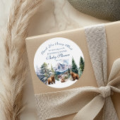 ベアーアドベンチャースノーマウンテンウィンターベビーシャワー ラウンドシール