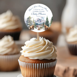 ベアーアドベンチャースノーマウンテンウィンターベビーシャワー ラウンドシール