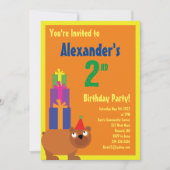 ベアーアニマルキッズバースデーパーティ招待状 招待状 (正面)