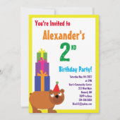 ベアーアニマルキッズバースデーパーティ招待状 招待状 (正面)