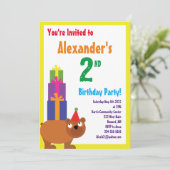 ベアーアニマルキッズバースデーパーティ招待状 招待状 (スタンド正面)