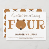 ベアーアニマルキッズフォー誕生日 招待状 (正面/裏面)