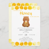 ベアーイエローハニーベビーシャワー 招待状 (正面/裏面)