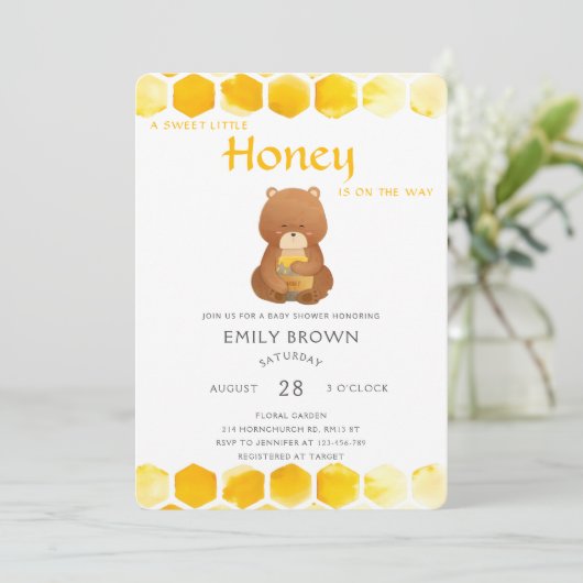 ベアーイエローハニーベビーシャワー 招待状 (スタンド正面)