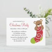 ベアーインクリスマスストッキングパーティの招待状 招待状 (スタンド正面)