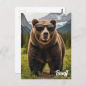 ベアーインサングラスバンフ国立公園カナダ ポストカード (正面/裏面)