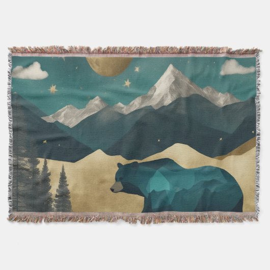 ベアーインザムーンライトインデザイン スローブランケット (正面)