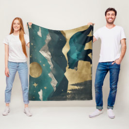 ベアーインザムーンライトインデザイン フリースブランケット