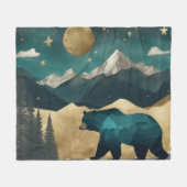 ベアーインザムーンライトインデザイン フリースブランケット (正面(横))