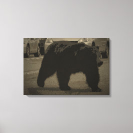 ベアーインザロードイエローストーン国立公園WY キャンバスプリント