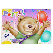 ベアーインタイカワイイ動物パーティー ラージペーパーバッグ (正面)