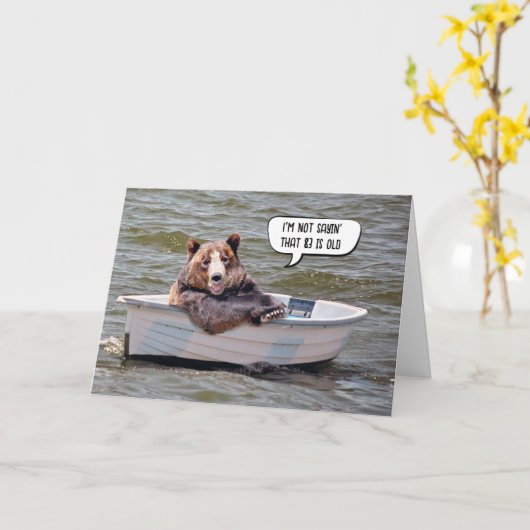 ベアーインボート83rd誕生日ユーモア カード (黄色い花)