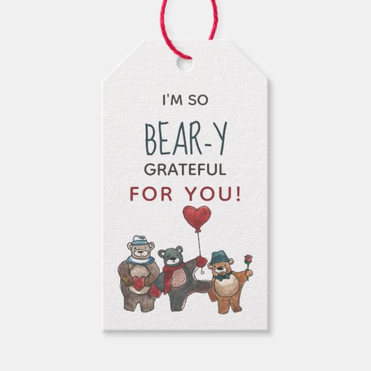 ベアーインラブウォーターお洒落カラーバレンタインデー ギフトタグ (正面)